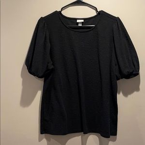 Black Office Chic Puff Top